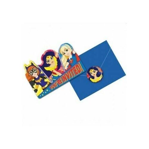  Super Hero Girls Invitations You'Re Invited Includes Envelopes & Save the Date stickers Pack Of 8 