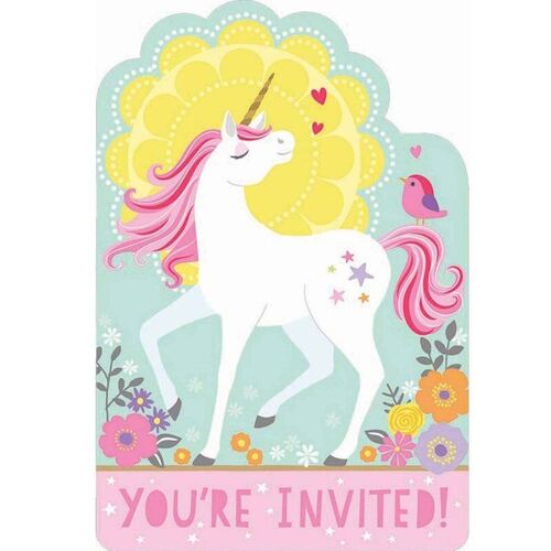 Magical Unicorn Postcard Invitations 8 Pack