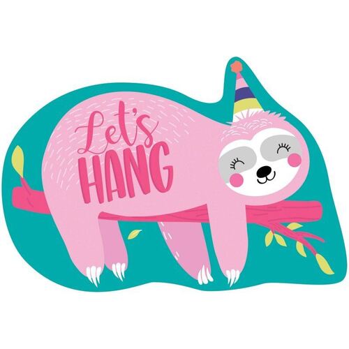 Sloth Postcard Invitations Let's Hang 8 Pack