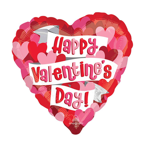 45cm HX Playful Valentine's Hearts Foil Balloon
