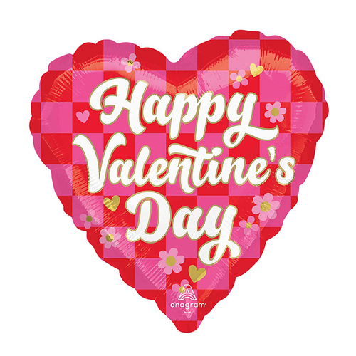 45cm HX Checkerboard Valentine's Day Foil Balloon