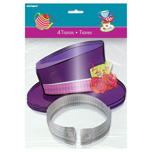 Mad Hatter Top Hat Tiara'S 4 Pack