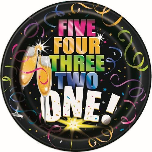 Glitzy New Year Paper Plates 18cm 8 Pack
