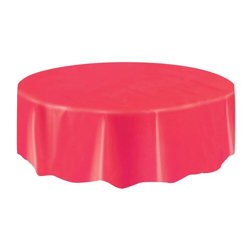 Red Plastic Tablecover Round 