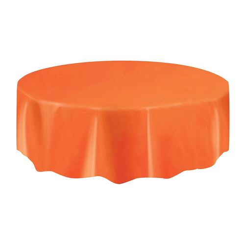 Orange Plastic Tablecover Round 