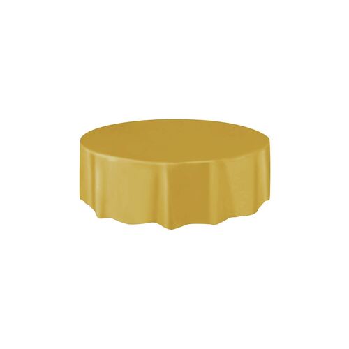 Gold Plastic Tablecover Round 