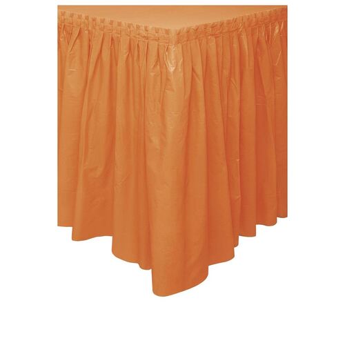 Orange Plastic Tableskirt 37cm x 4.3m