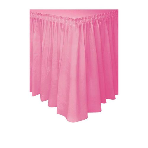 Hot Pink Plastic Tableskirt 37cm x 4.3m