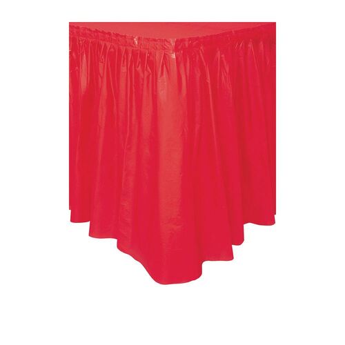 Red Plastic Tableskirt 37cm x 4.3m