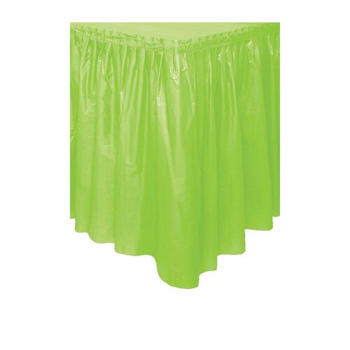 Lime Green Plastic Tableskirt 37cm x 4.3m
