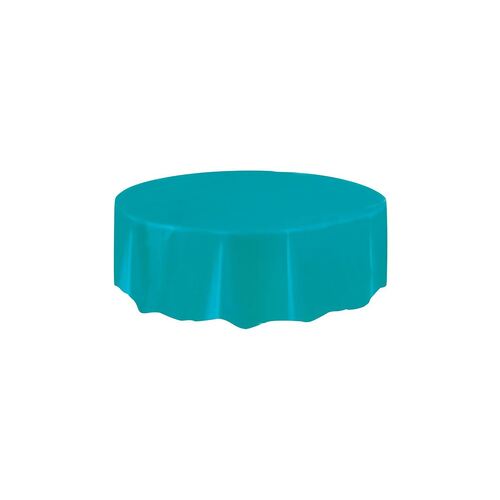 Caribbean Teal Plastic Tablecover Round 