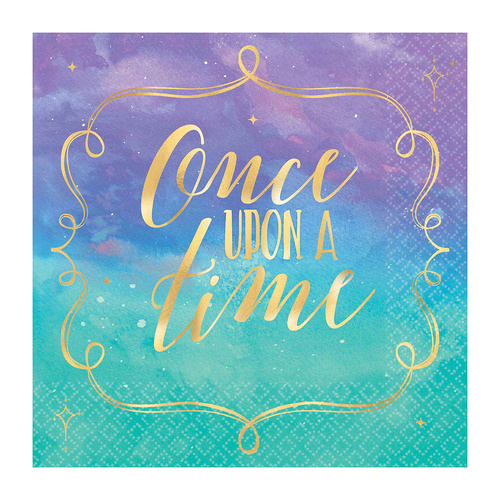 Disney Princess Once Upon A Time Beverage Napkins Hot Stamped 16 Pack