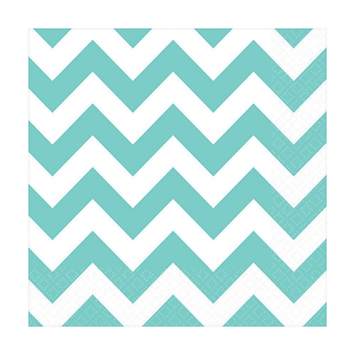 Chevron Beverage Napkins Robin's Egg Blue 16 Pack