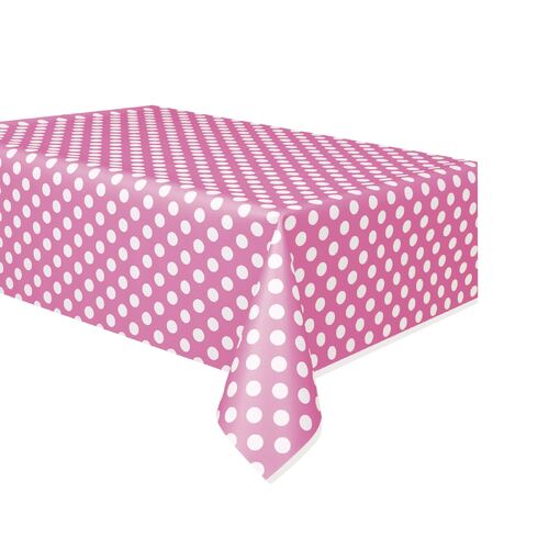 Hot Pink Dots Plastic Tablecover 