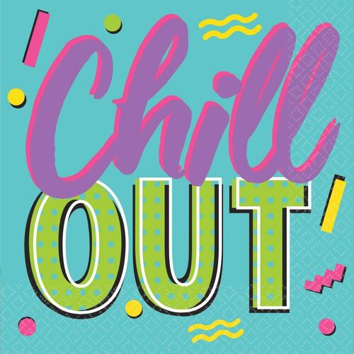 Awesome Party 80's Beverage Napkins Chill Out 16 Pack