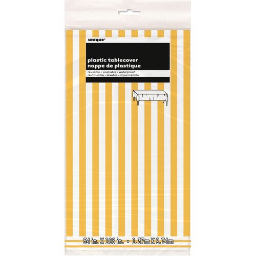 Stripes Yellow Plastic Tablecover 