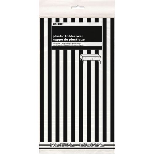 Stripes Black Plastic Tablecover 