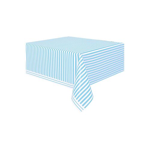 Stripes Powder Blue Plastic Tablecover 
