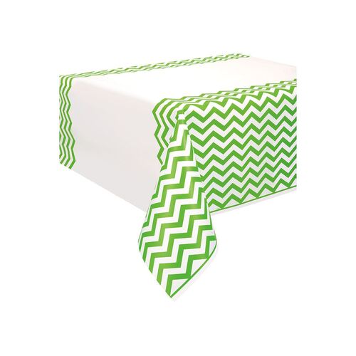 Chevron Lime Green Plastic Tablecover 