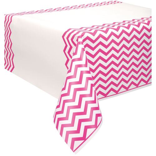 Chevron Hot Pink Plastic Tablecover 
