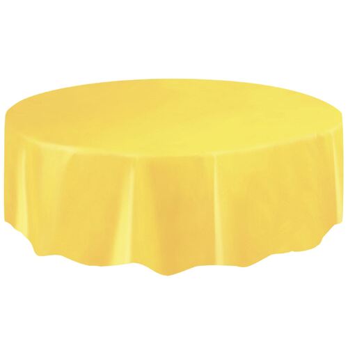 Soft Yellow Plastic Tablecover Round 