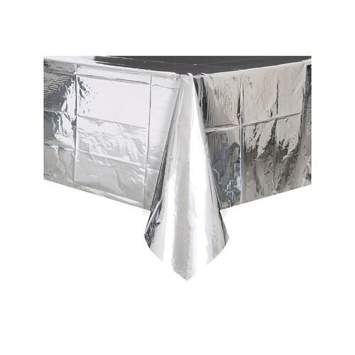 Silver Foil Plastic Tablecover Rectangle 