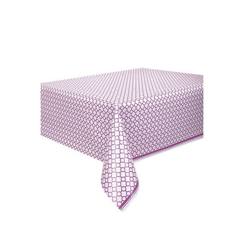 Quatrefoil Pretty Purple Plastic Tablecover 