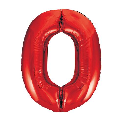 Red 0 Number Foil Balloon 86cm