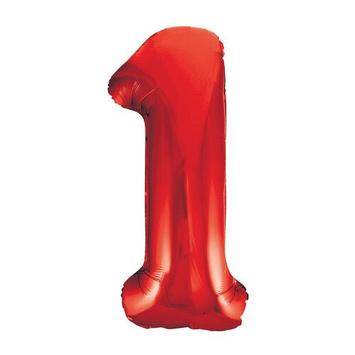 Red 1 Number Foil Balloon 86cm