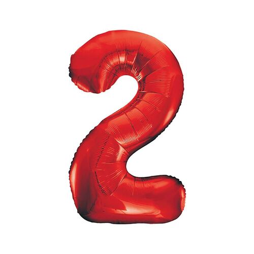 Red 2 Number Foil Balloon 86cm