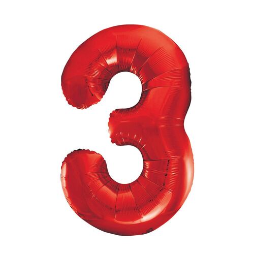 Red 3 Number Foil Balloon 86cm