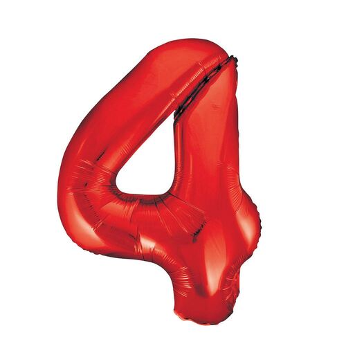 Red 4 Number Foil Balloon 86cm