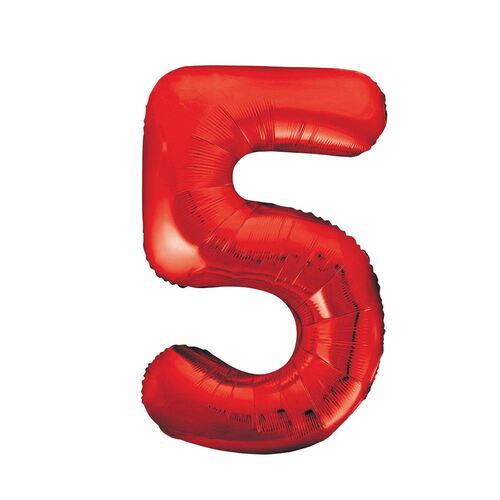 86cm Red 5 Number Foil Balloon