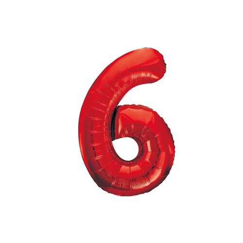86cm Red 6 Number Foil Balloon
