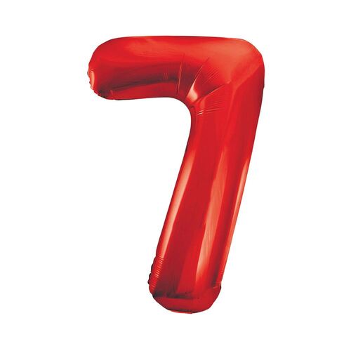 Red 7 Number Foil Balloon 86cm