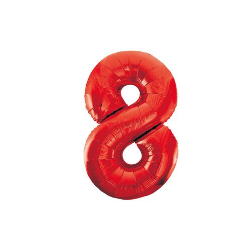 Red 8 Number Foil Balloon 86cm