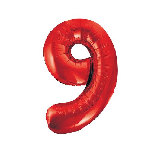 Red 9 Number Foil Balloon 86cm