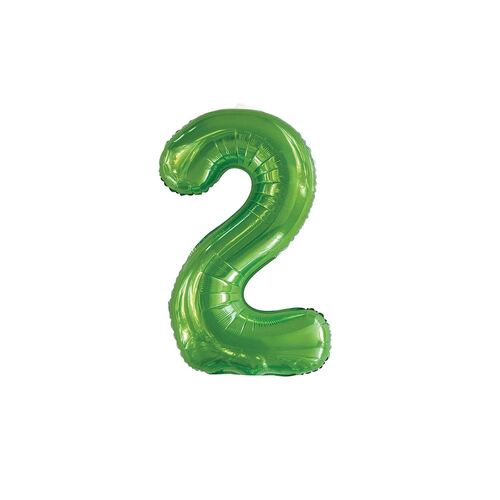 86cm Lime Green 2 Number Foil Balloon