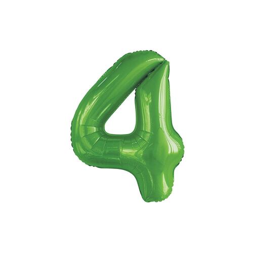 86cm Lime Green 4 Number Foil Balloon