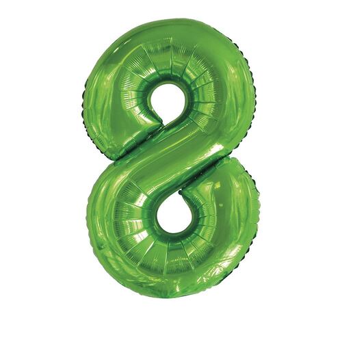 86cm Lime Green 8 Number Foil Balloon