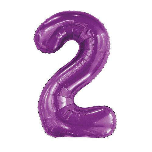 86cm Pretty Purple 2 Number Foil Balloon