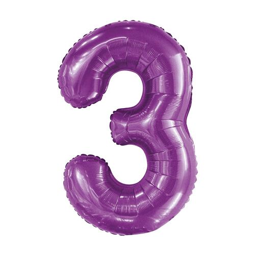 Pretty Purple 3 Number Foil Balloon 86cm