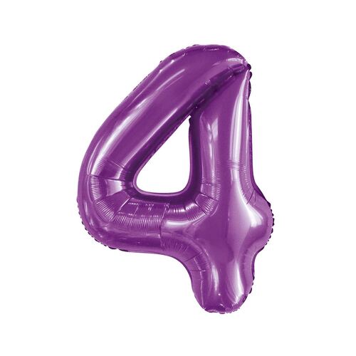 86cm Pretty Purple 4 Number Foil Balloon