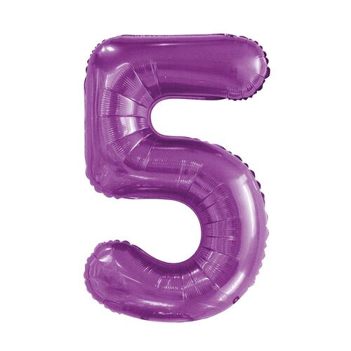 Pretty Purple 5 Number Foil Balloon 86cm