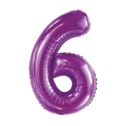 86cm Pretty Purple 6 Number Foil Balloon