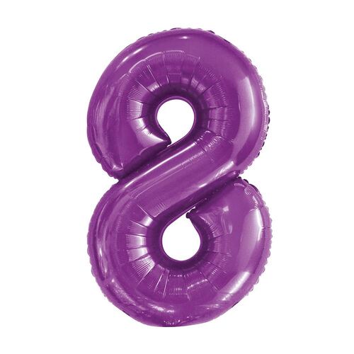 86cm Pretty Purple 8 Number Foil Balloon