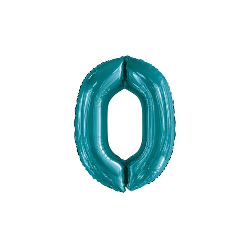 86cm Caribbean Teal 0 Number Foil Balloon