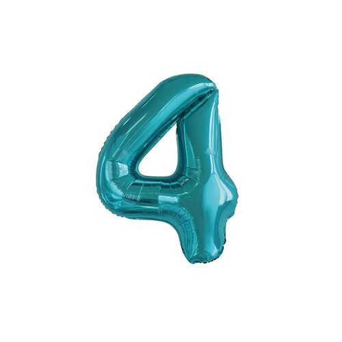 86cm Caribbean Teal 4 Number Foil Balloon