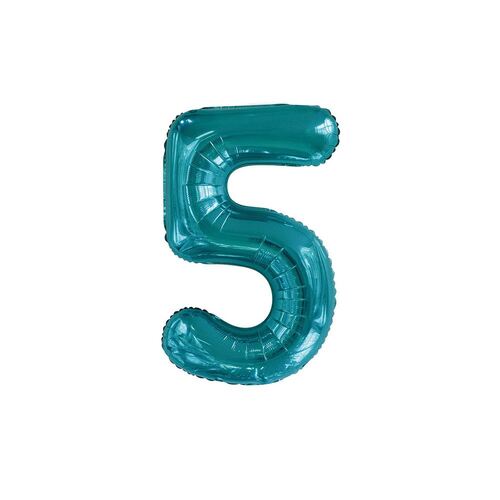 86cm Caribbean Teal 5 Number Foil Balloon