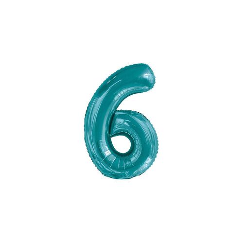 86cm Caribbean Teal 6 Number Foil Balloon